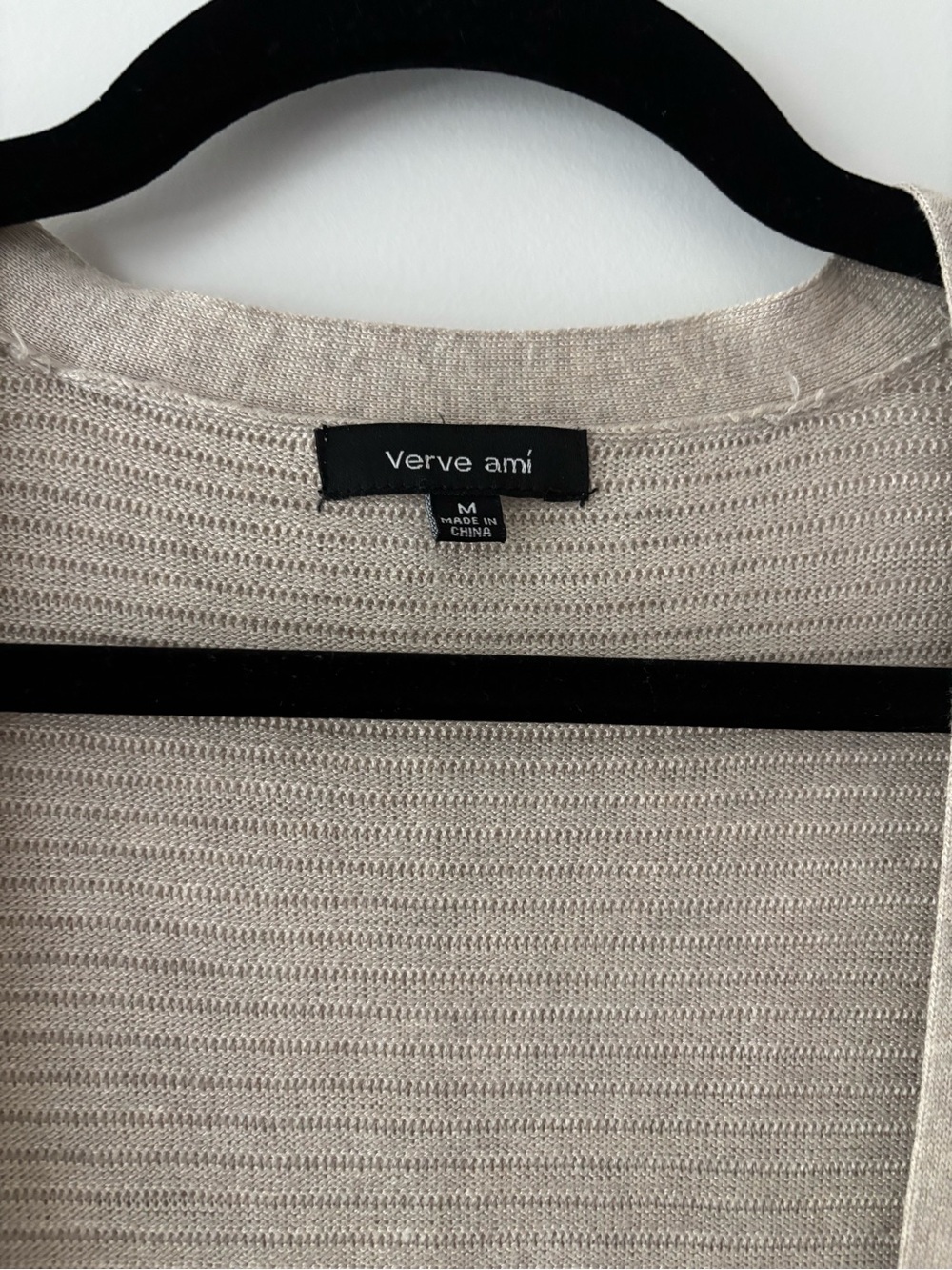 Verve Ami Neutral Ribbed Open-Front Cardigan M - Picture 2 of 7